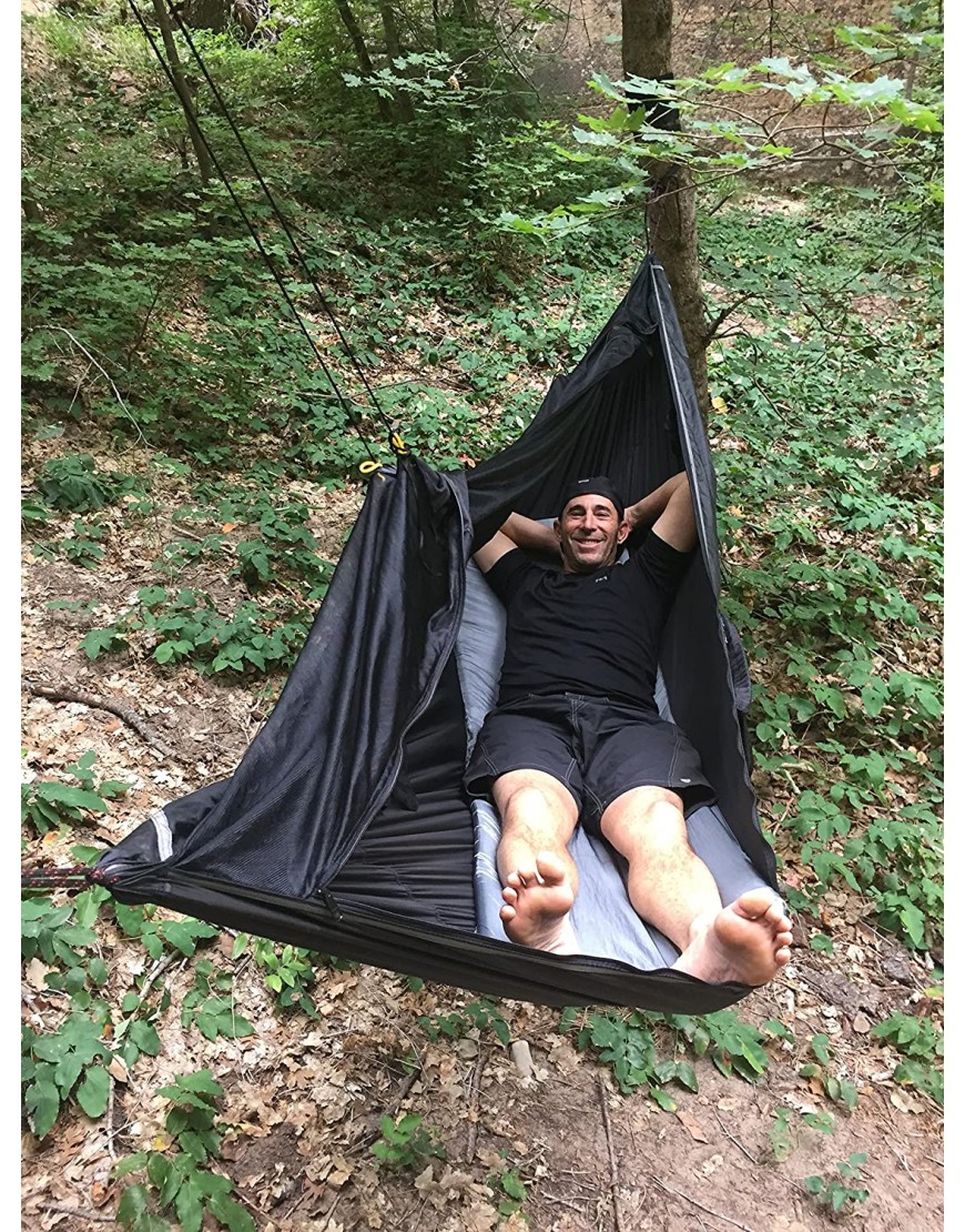 Hammock Bliss Sky Bed Bug Free Insect Free Hanging Tent That Hangs Like A Hammock But Sleeps Like A Bed Unique Asymmetrical Design Creates An Amazing Lay Flat Camping Hammock Sleeping Experience - B00HZCZ4AC