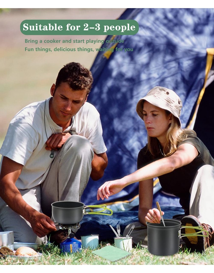 DETENG Picknick Camping Wandern Rucksackreisen Topfpfanne Kochgeschirr Outdoor-Kochschüssel-Set - B092VM9MTS