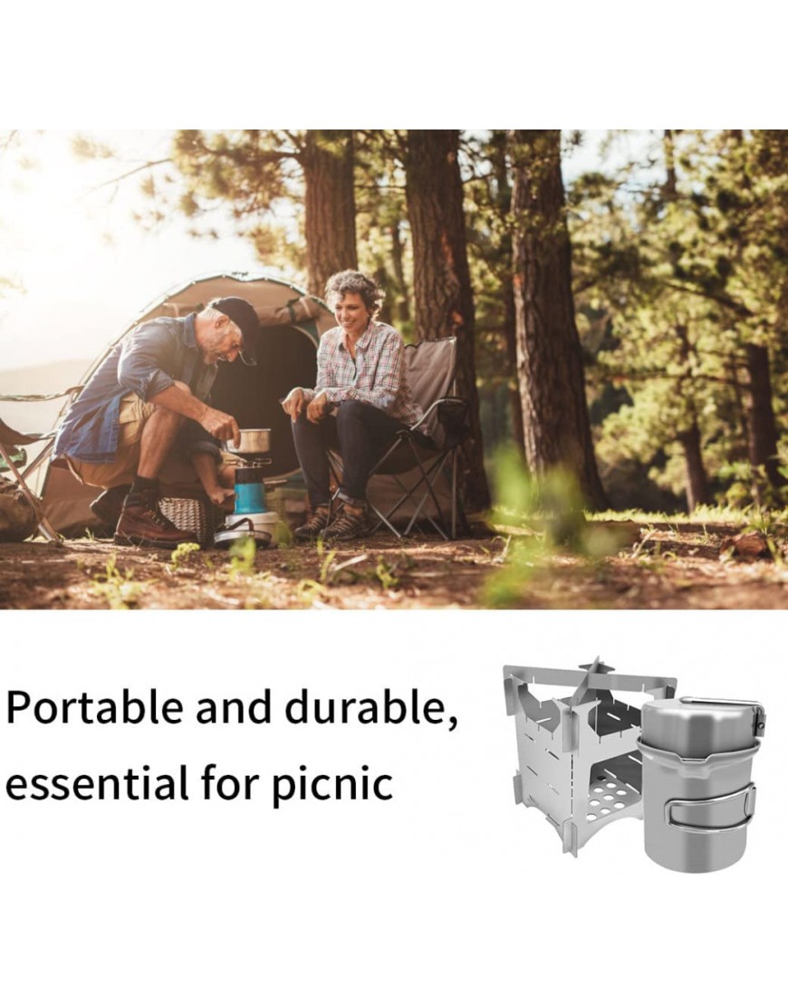 Newin Star Camping -Kochgeschirrsets Pot Pan Pan Folding Herd tragbarer Edelstahl für Picknick -Wanderungen im Freien Campingherd Campingofen - B0B215MS83