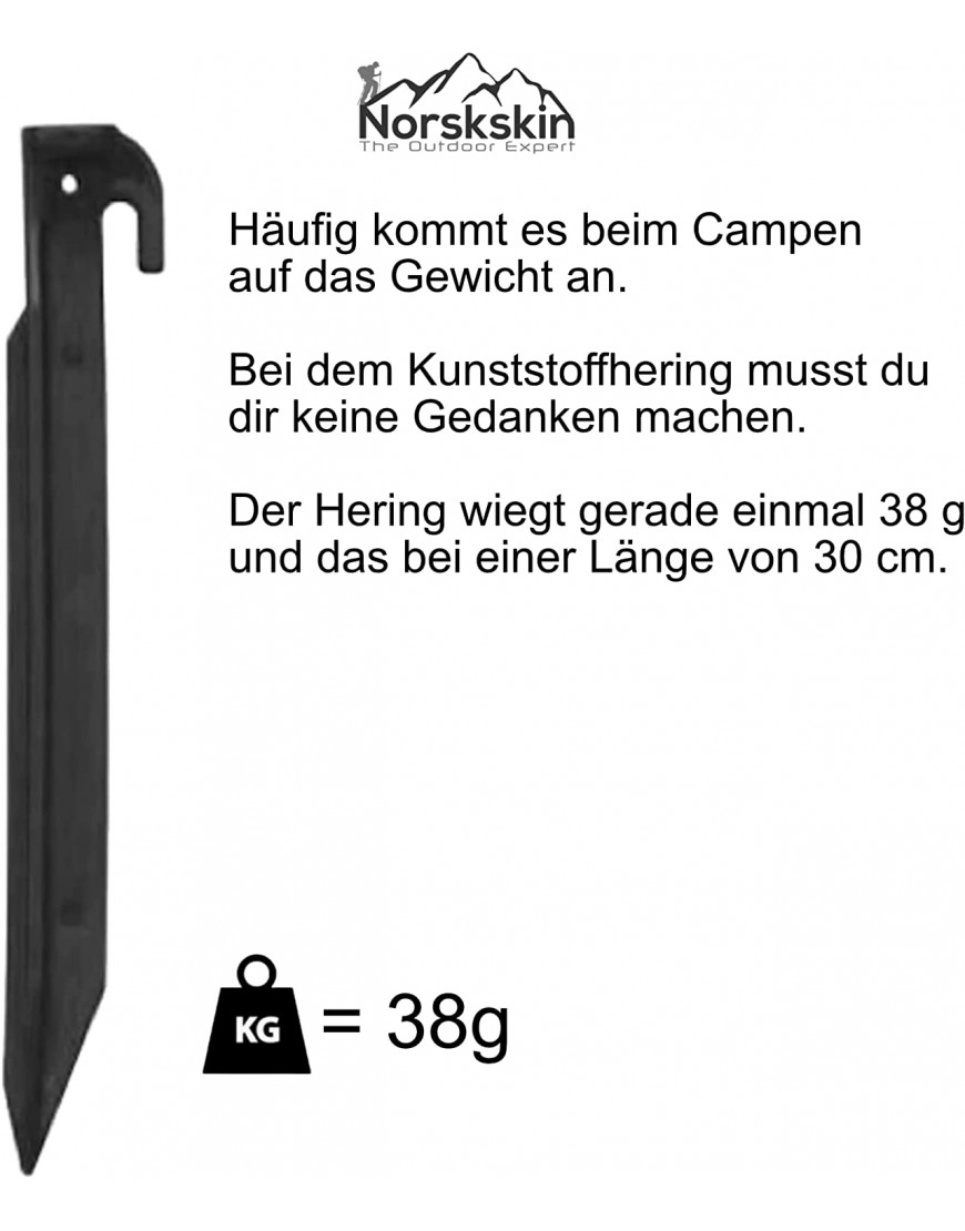 Zelt-Heringe aus Kunststoff 30 cm. 5 Stück Heringe Erdnägel Zeltnägel Zeltpflöcke schwarz - B09SM17SF3