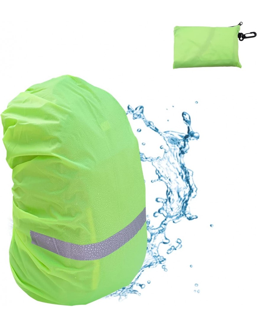 LUINNO® Regenschutz für Rucksack Schulranzen mit Reflektor | Neon Schwarz in verschiedenen Größen | wasserdichte Regenhülle für Camping Wandern Outdoor - B0B34C9T2N