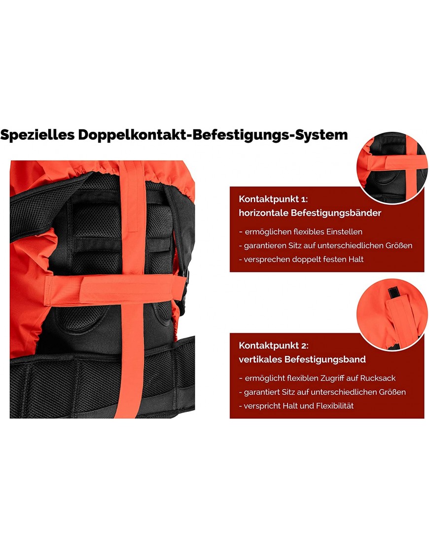 Regenschutz Rucksack verschiedene Größen Farben Regenhülle Rucksack mit reflektierenden Elementen und Extra-Tasche Wasserdichtes Regen Cover für viele Rucksack Größen 15L 25L 35L 45L 55L - B076ZRQ8ZM