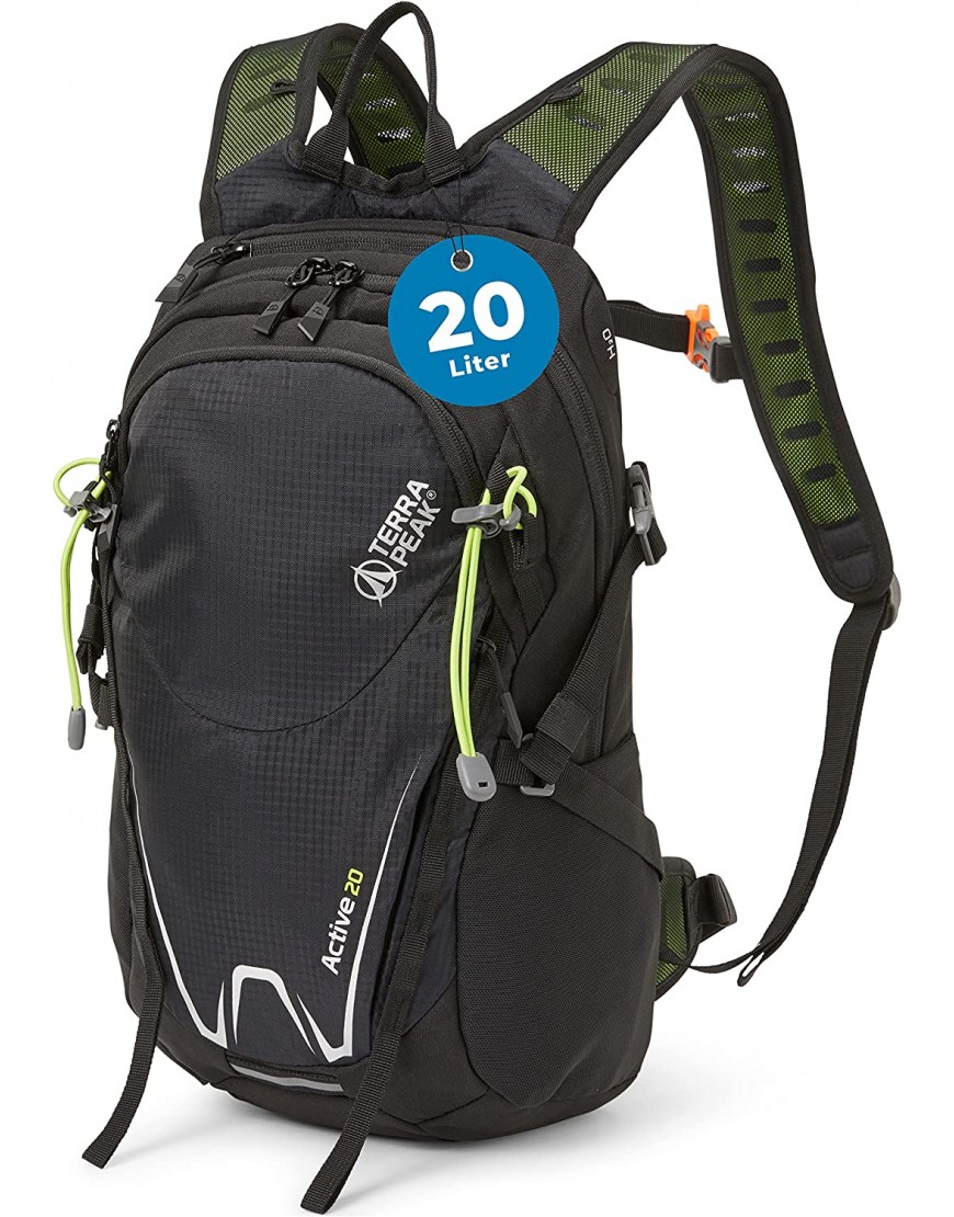 Terra Peak Active 20 Premium Wanderrucksack 20L klein mit Rückenbelüftung Trinksystem & Regenschutzhülle Trekkingrucksack aus atmungsaktivem 3D Air Mesh Polyester Outdoor Daypack mit Hüftgurt - B092W29HVD