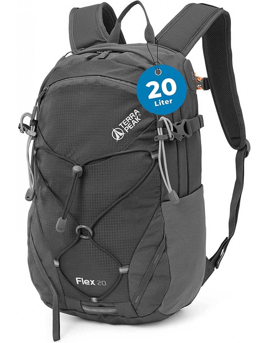 Terra Peak Flex 20 Premium Wanderrucksack 20L klein mit Rückenbelüftung Trinksystem & Regenschutzhülle Trekkingrucksack aus atmungsaktivem 3D Air Mesh Polyester Outdoor Daypack mit Hüftgurt - B09PFB14N7
