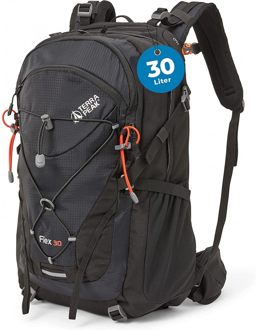 Terra Peak Flex 30 Premium Wanderrucksack 30L mittelgroß mit Rückenbelüftung Trinksystem & Regenschutzhülle Trekkingrucksack aus atmungsaktivem 3D Air Mesh Polyester Outdoor Daypack mit Hüftgurt - B0937KMVS6