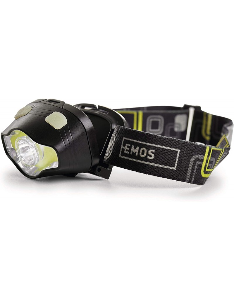 EMOS P3536 wasserdichte Stirnlampe mit Rotlicht Grünlicht 7 Lichtmodi IP43 schwenkbare Kopflampe mit 160 St. Leuchtdauer 220lm Helligkeit 100m Leuchtweite COB LED Outdoor-Kopfleuchte - B088HX96T5
