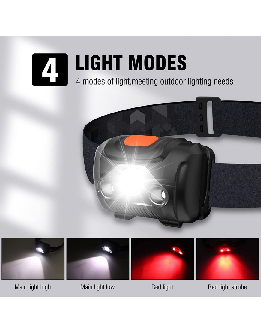 Hosonic Stirnlampe LED Kopflampe Rotlicht Weiß Licht AAA Batterie Headlamp Wasserdicht 4 Modi Headlight Für Kinder Erwachsene Camping Laufen Joggen Angeln - B09TKHMS2K