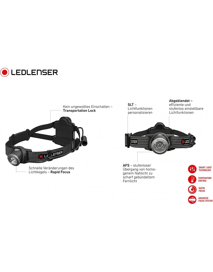 Ledlenser H7 SE Stirnlampe LED Allround Kopflampe 300 Lumen 160 Meter Leuchtweite 30 Stunden Leuchtdauer fokussierbar mit Rücklicht inkl. Batterien und USB Kabel 1 Stk. - B08JLQWRYN