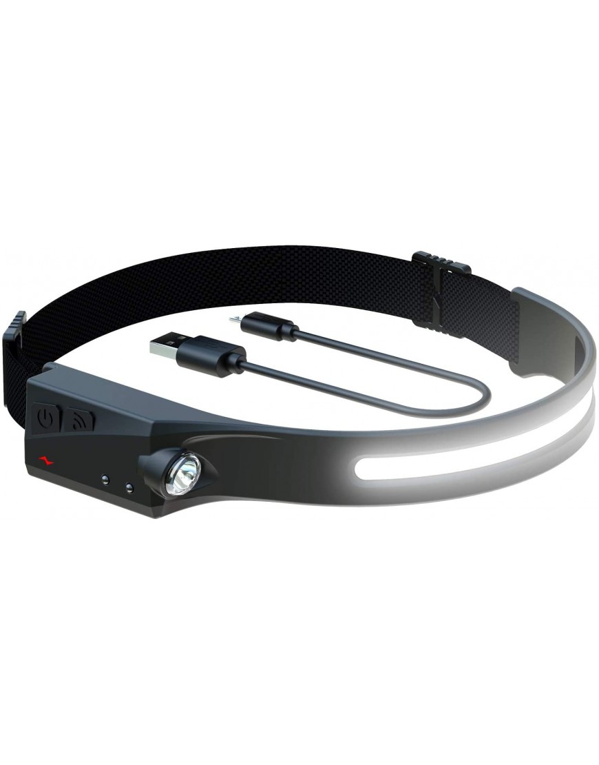 MACHFALLY LED-Stirnlampe mit allen Perspektiven Induktion 230 ° Beleuchtung 350 Lumen wetterfest wiederaufladbar 1 Packung - B08R1MB55P