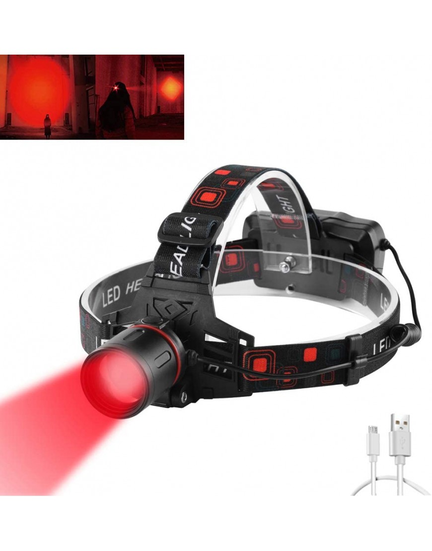 WESLITE Stirnlampe Rotlicht LED Wiederaufladbar 1000 Lumens Rot Licht Stirnlampen USB Stirnlampe Rotlicht für Jagd Rotes Licht Kopflampe Stirnlampe 3 Modi für Astronomie Nachtsicht AngelnRot LED - B07XWKJWZ2