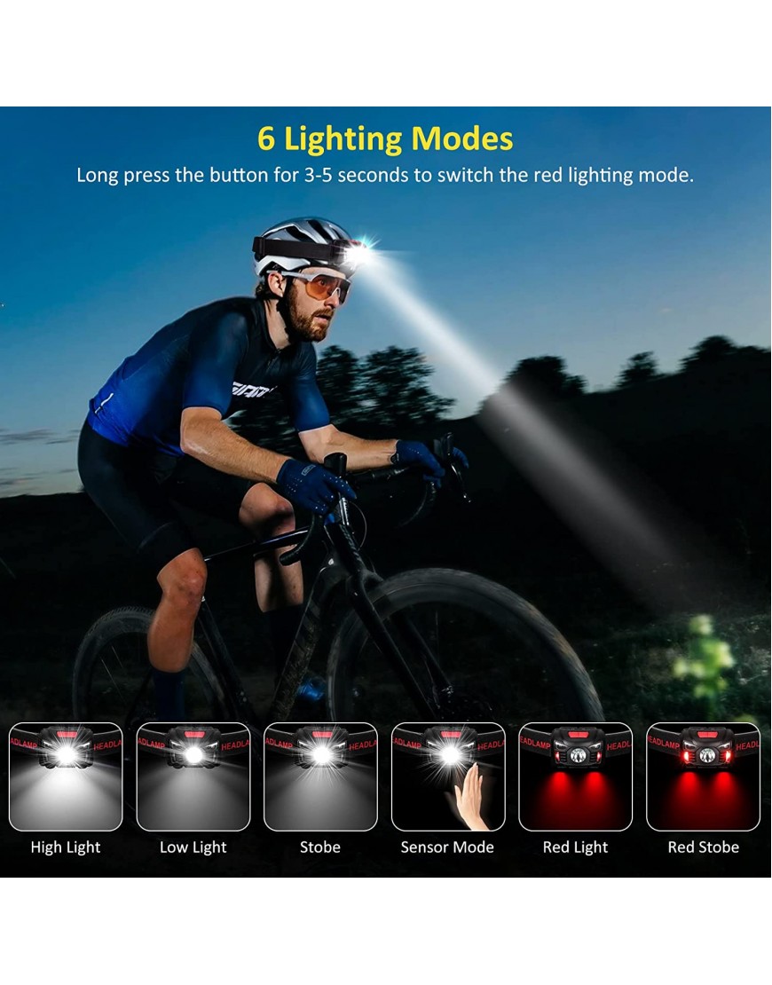 Winzwon USB Wiederaufladbare LED Stirnlampe Kopflampe Wasserdicht Leichtgewichts Mini stirnlampen Perfekt fürs Laufen Joggen Angeln Campen für Kinder1 Stück - B07B4XK3M1