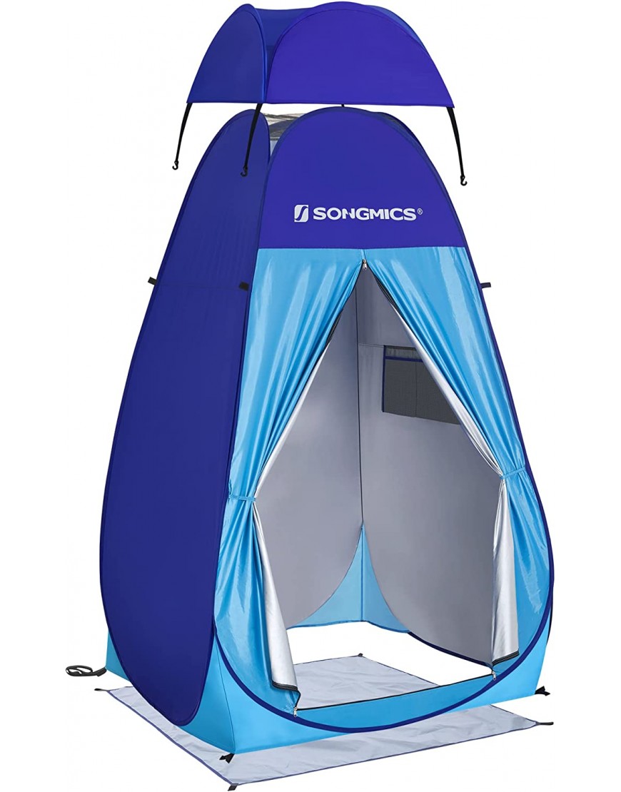 SONGMICS Pop-Up-Zelt Toilettenzelt Umkleidezelt faltbares Campingzelt tragbar mit Tragetasche für Outdoor Camping Dusche Toilette hellblau-dunkelblau GPT100Q01 - B08PP76XVX