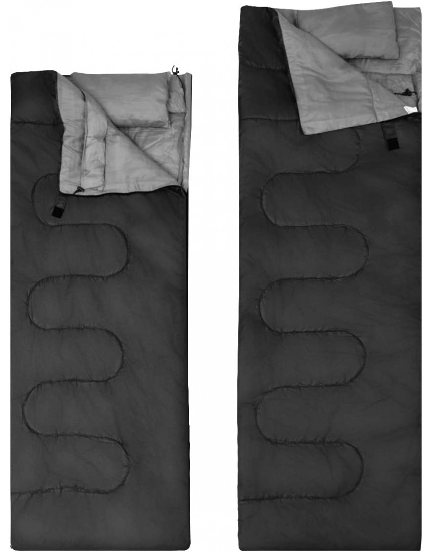 GYMAX 2 in 1 Doppelschlafsack Deckenschlafsack mit 2 Kissen & Tragetasche Schlafsack 2 Personen leichtgewichtig & wasserabweisend 0°C bis 15°C für Camping Wandern Reisen Schwarz + Grau - B097TN2SZB