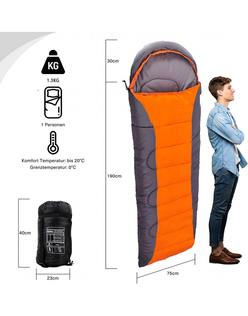 Puchika Schlafsack für Outdoor Camping Trekking，Bauwolle 1300g Ultraleicht Wasserdicht für 3 Jahreszeiten Warm für Erwachsene und Kinder,Rucksackreisen,Camping Wandern und Reisen, - B09VLHZCVT