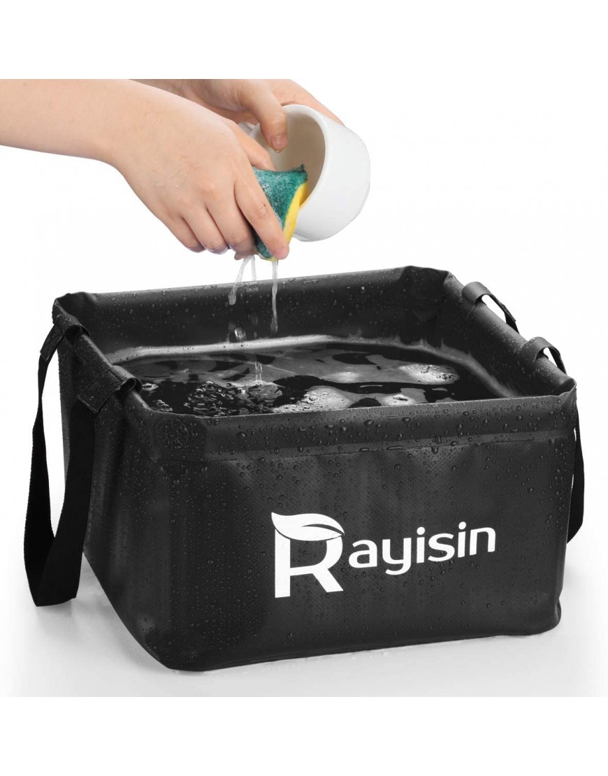 Rayisin Outdoor Faltschüssel 15L Faltbare Camping Waschschüssel aus robustem Planen Gewebe Platzsparende Spülschüssel und Spülwanne Faltbare Waschschüssel für Geschirr spülen Angeln Kühlen - B08X3JQYFQ