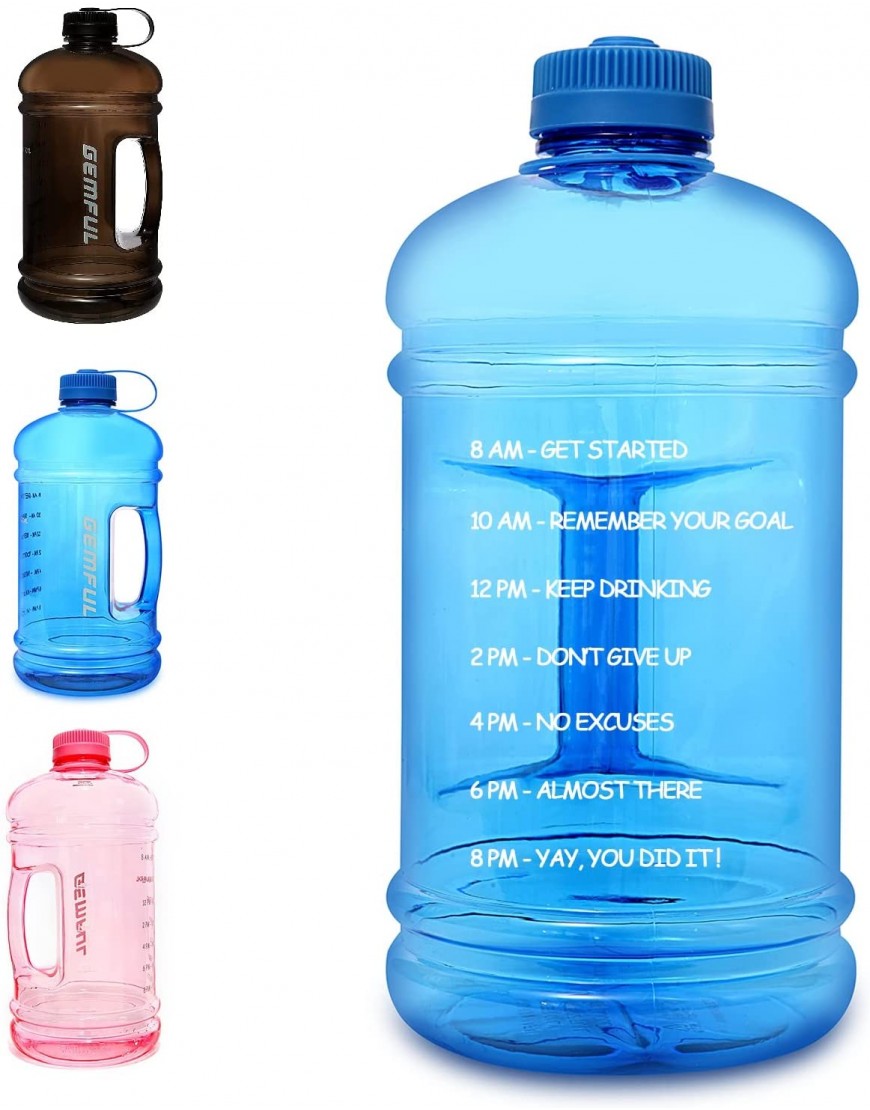 GEMFUL Trinkflasche mit Tragegriff 3 Liter BPA frei Große Sportflasche für Fitness Sport Blau - B085SXXDN5