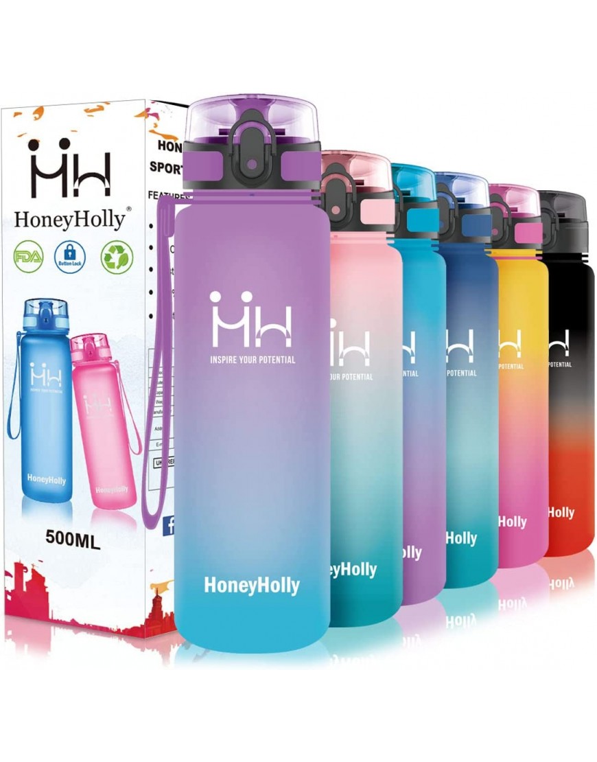 HoneyHolly Trinkflasche Sport 350 500 800ml & 1 1.5L Auslaufsicher BPA-frei Trinkflasche Kohlensäure Geeignet Trinkflasche Fahrrad Tritan Kunststoff mit Filter Wasserflasche für Kinder Fitness - B09ZVDQ837