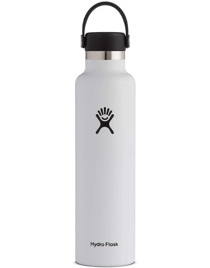 HYDRO FLASK Trinkflasche 709ml 24oz Vakuumisolierte Wasserflasche aus Edelstahl Sportflasche mit auslaufsicherem Flex Cap-Deckel Thermoflasche Spülmaschinenfest Standard-Öffnung White - B01KXHGWQU