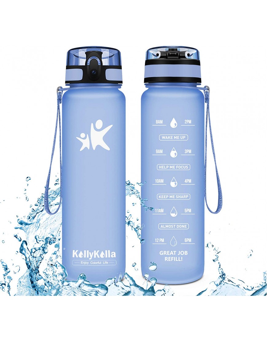 KollyKolla Trinkflasche 350 500 800ml 1L 1.5L Wasserflasche mit zeitmarkierungen und Filter BPA-frei Auslaufsicher Sportflasche Kohlensäure Geeignet für Kinder Schule Baby Fahrrad Fitness - B09VNM9KG3