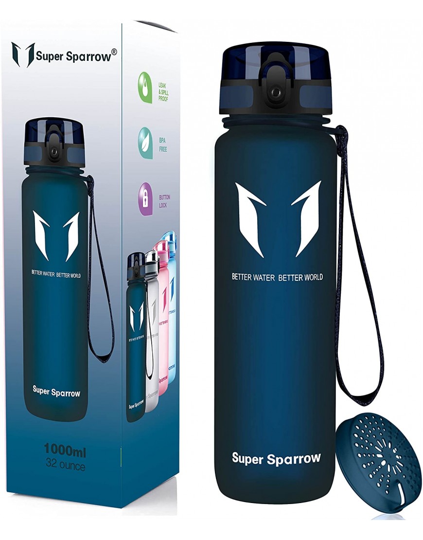 Super Sparrow Trinkflasche Tritan Wasserflasche 350ml 500ml 750ml 1000ml BPA-frei Ideale Sportflasche Sport Wasser Fahrrad Fitness Uni Outdoor Leicht Nachhaltig - B07BJFX6MC