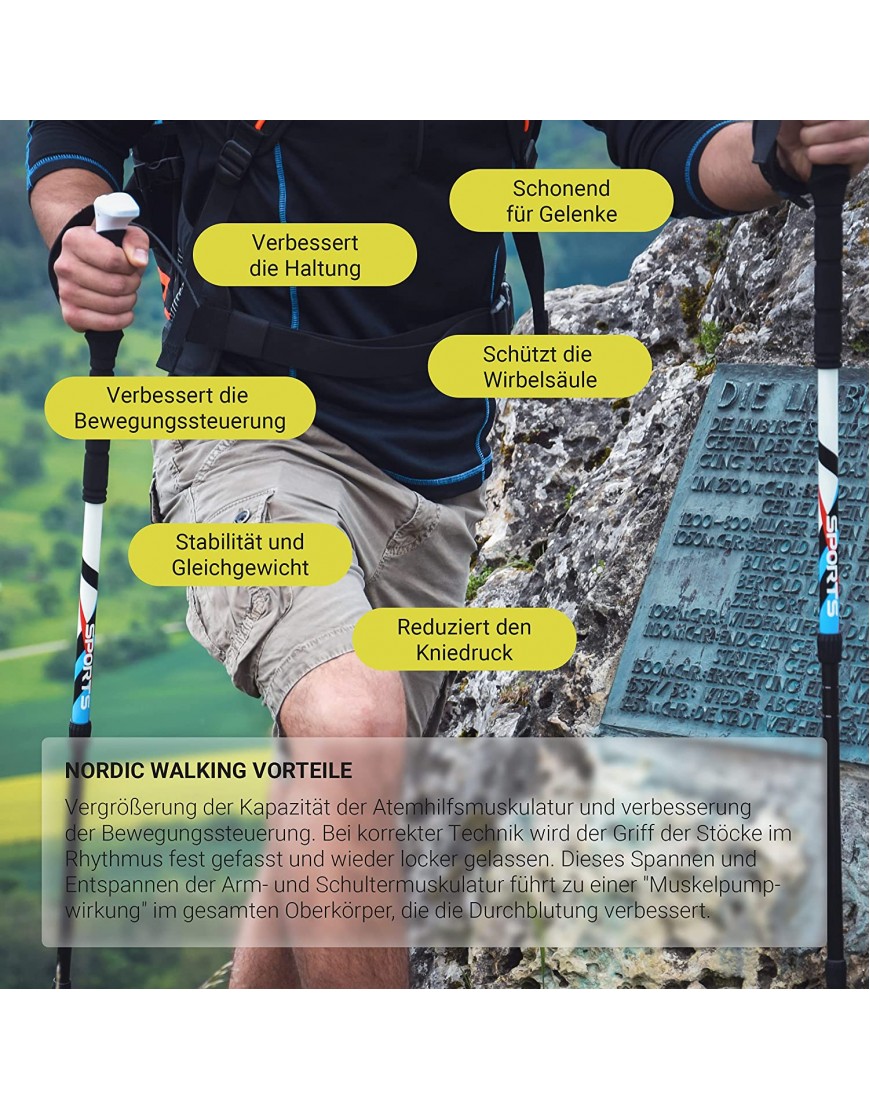 MSPORTS Nordic Walking Trekking Carbon Stöcke Premium aus hochwertigem Carbon Superleicht auswählbar mit Tragetasche Nordic Walking Wanderstöcke - B072LF9FD2