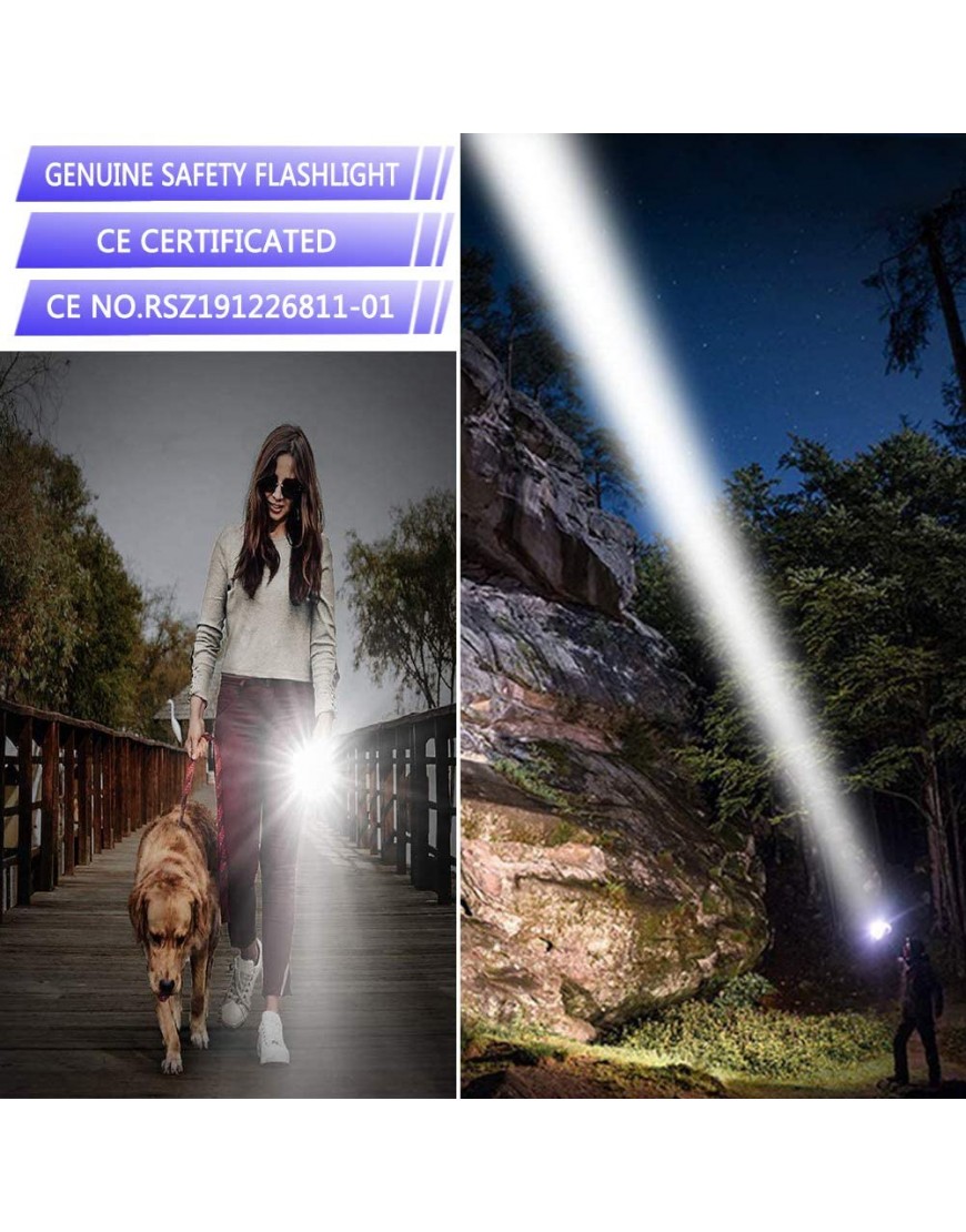 REHKITTZ LED Taschenlampe,Extrem Hell CREE Handlampe für Camping,Ausrüstung,Militär,Outdoor,Zoombarer Einstellbarer Fokus - B07C21PCCW