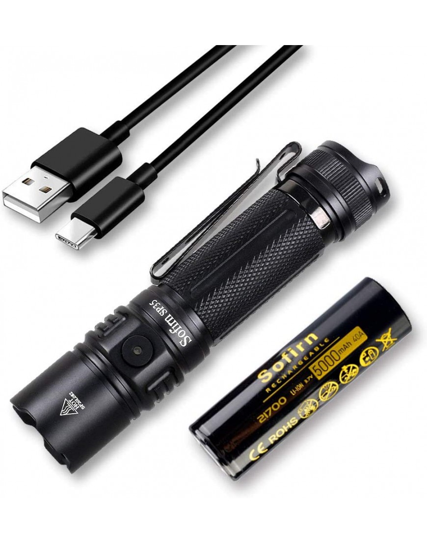 Sofirn SP35 Leistungsstarke Led Taschenlampe Taktisch Grifflicht 2000 Lumen USB Wiederaufladbare Lampe mit 21700 Batterie Multifunktion 8 modi für die Jagd im Freien Suche - B08QZ1LSQ2