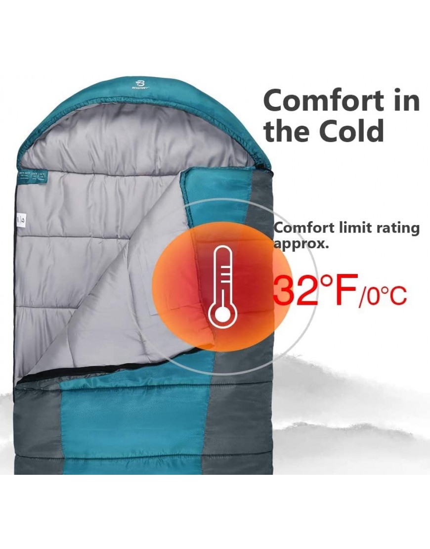 Bessport Schlafsack für Camping 3-4 Jahreszeiten -8 °C 20°C | Winter Schlafsack Leichtgewichtig Wasserdicht und Warm für Erwachsene,Rucksackreisen,Camping Wandern und Reisen - B09KC8858J