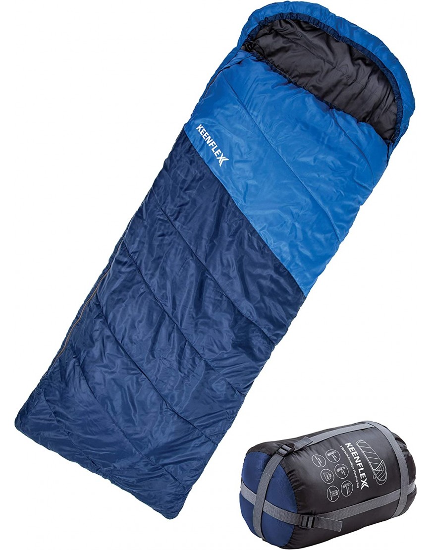 KeenFlex Schlafsack 3 Jahreszeiten Ideal für Camping Backpacking oder Wandern - B089SW8BQF