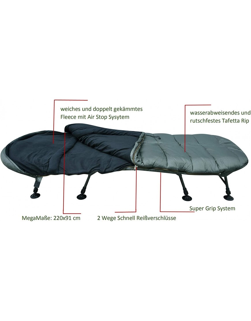 MK Angelsport Schlafsack fürs Angeln extra breit wasserfester und Rutschfester Karpfenliegen-Schlafsack Außenschlafsack mit “Wärme-Stop-System” bis zu -5° mit Tragetasche - B00IUQ6CTE