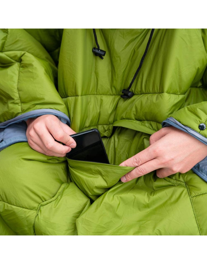 Schlafsack Umhang Winter Camping Poncho Tragbare Kapuzendecke Lazy Quilt Lounge Decke Warme Jacke für Männer Frauen - B08MZT9MXY