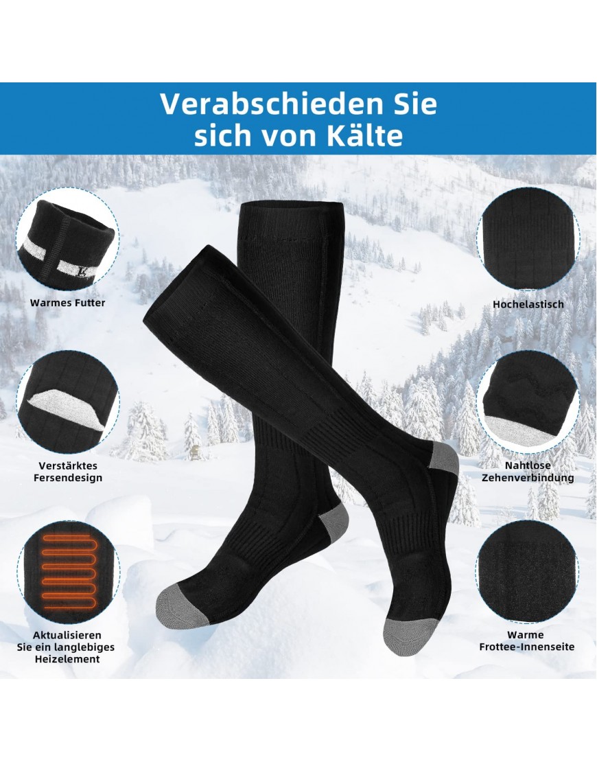 Beheizbare Socken 5000mAh Beheizte Socken Herren Damen Wiederaufladbare Batterien Elektrische Warme Socken Fußwärmer - B09M72LHMF