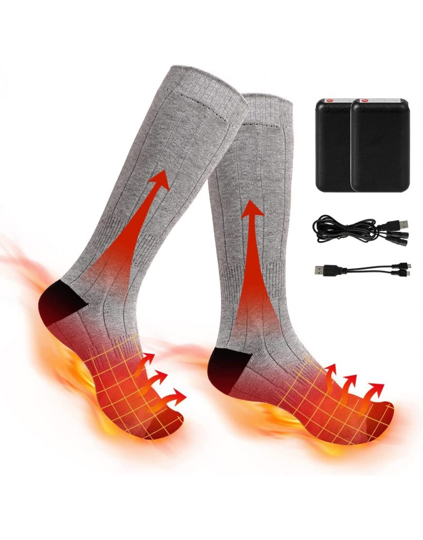 Beheizte Socken für Männer und Frauen Fernbedienung 4000 mAh 3,7 V wiederaufladbare elektrisch beheizte Socken mit 3 Heizeinstellungen für den Wintersport - B0B422MFG2