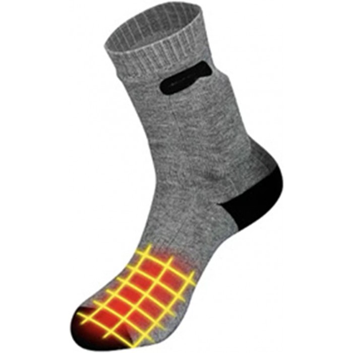 Beheizte Socken wiederaufladbare Akku-Elektrosocken für Männer und Frauen Winter-Thermosocke mit Batterie-Fußwärmer mit großer Kapazität grau-kurz - B0B422D39B