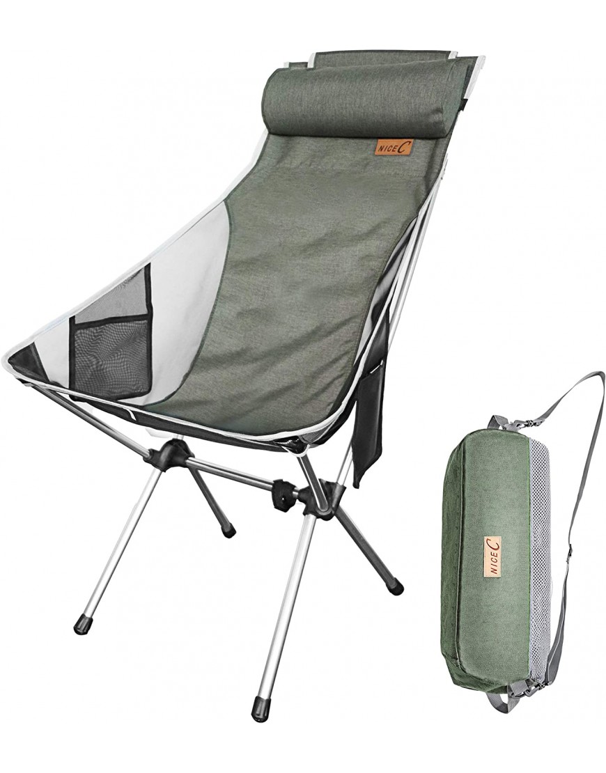 Nice C Ultraleichte High Back Folding Camping-Stuhl EIN Upgrade mit Removable Kissen Seitentasche & Tragetasche Kompakt & Heavy Duty für Im Freien Camping - B083NBD93N