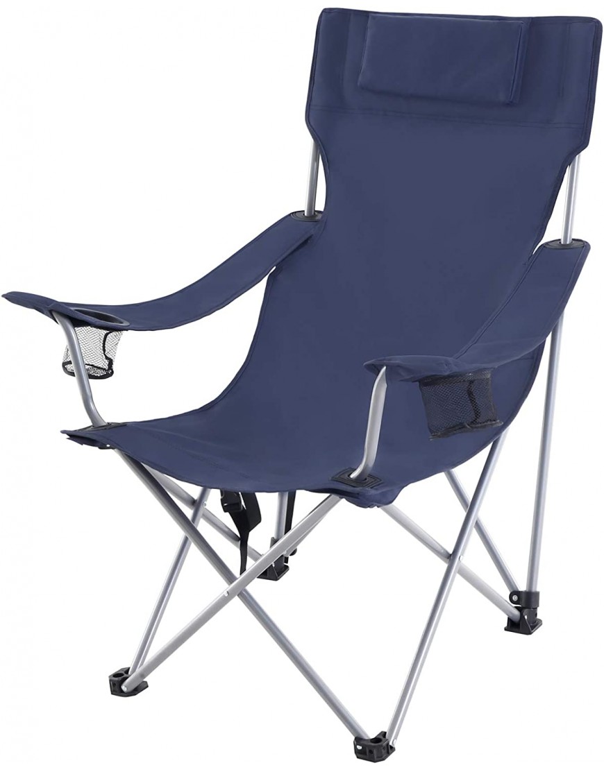 SONGMICS Campingstuhl Klappstuhl Outdoor-Stuhl mit Armlehnen Kopfstütze und Getränkehaltern Metallgestell bis 150 kg belastbar - B07Z8243KH