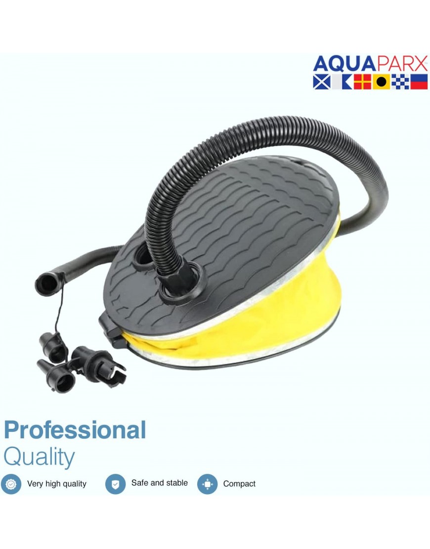 AQUAPARX Fußpumpe 5 Liter Fassungsvermögen 3 verschiedene Aufsätze Luftpumpe zum Aufblasen und Entleeren geeignet für aufblasbare Produkte - B0B3XVQVBN