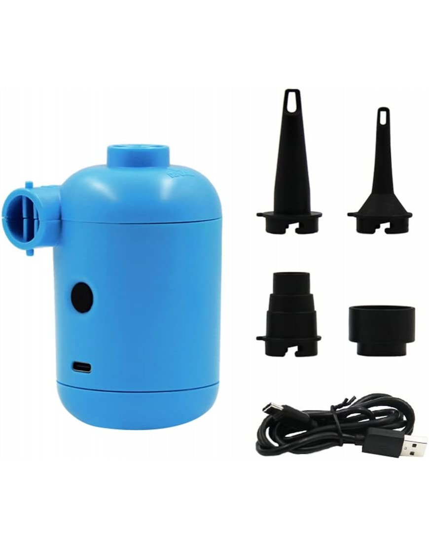 JAWSEU Elektrische Luftpumpe 2 in 1 Inflate und Deflate Elektrische Pump USB aufladbar Luftpumpe mit 3 Luftdüse für Luftmatratze Camping Isomatte Aufblasbares Boot Poolspielzeug Blau - B09T91RPV1