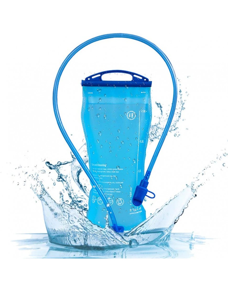 CYSJ Trinkblase Wasserblase Sport Trinkbeutel auslaufsicher Wasserbehälter antibakteriell Trinkbeutel wasserdichte für Kampieren Radfahren Wandern,2L,Blau - B08Y6BMDPH