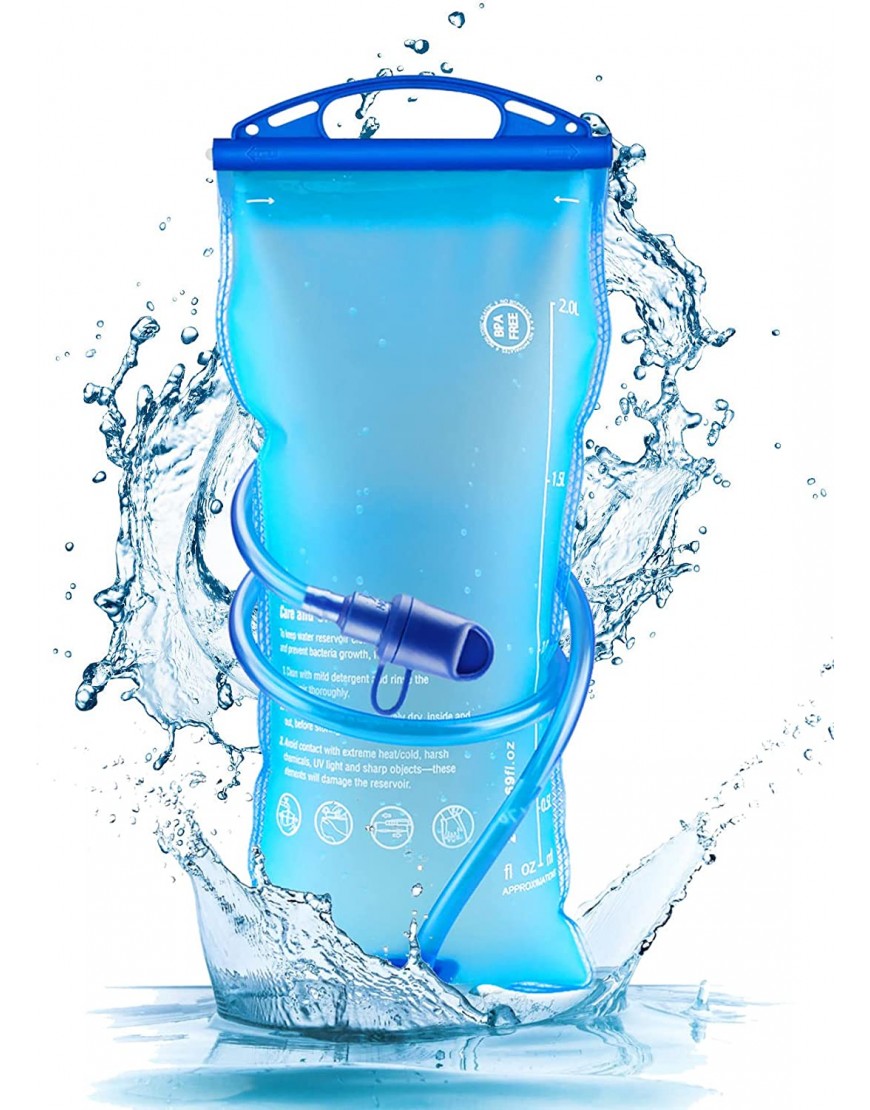 Mture Trinkblase 2L mit Beissventil Premium TPU Auslaufsicher Wasserbehälter Antibakteriell und Auslaufsicher Trinkrucksack für Rucksackreisen Bergsteigen Radfahren Wandern - B09W9K65ZK