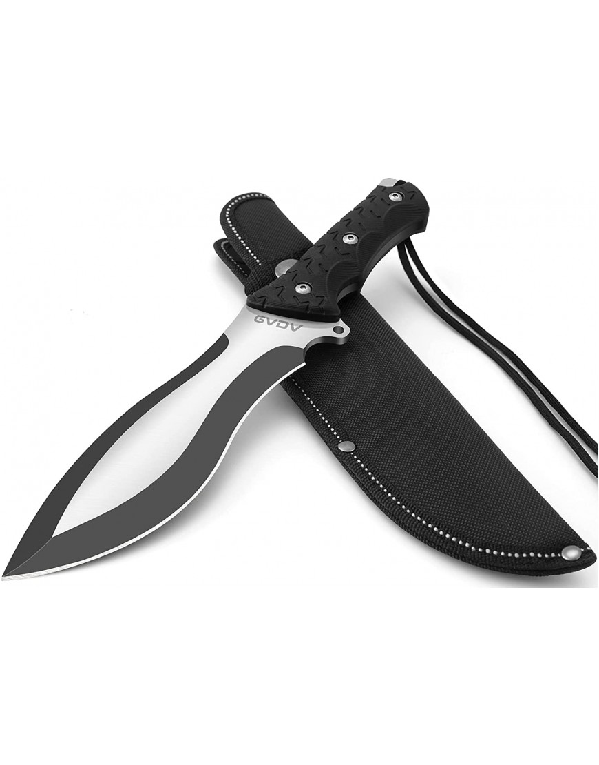 GVDV Full Tang Jagdmesser 30cm Bowiemesser mit Scheide Feststehende Klinge Survival Messer mit Schlüsselband für die Outdoor-Jagd Camping Fischen Wandern im Freien - B08ZHRGTSN